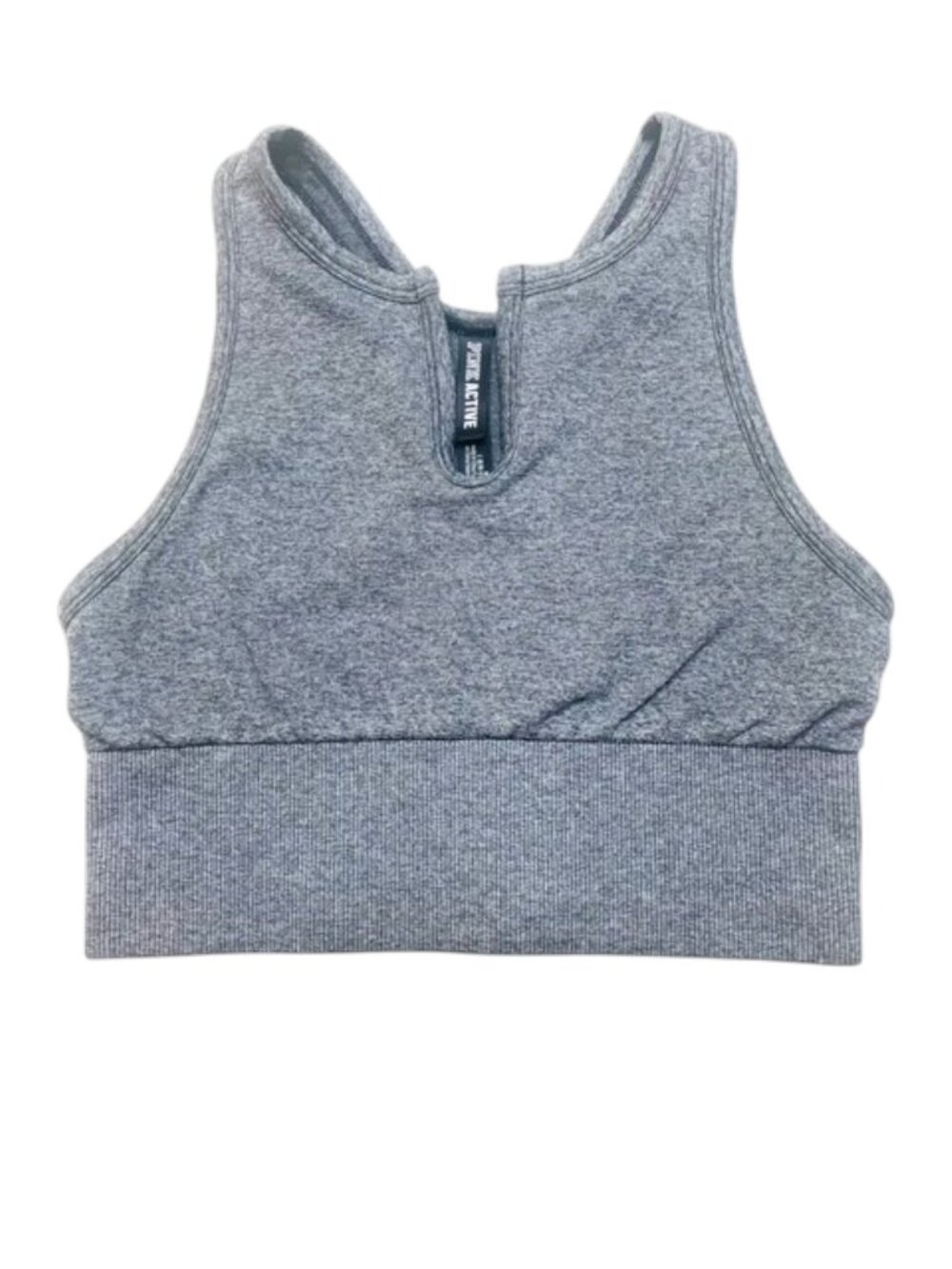 PINK VICTORIA'S SECRET Grey Heather Seamless Crop Sports Bra - Size Medium